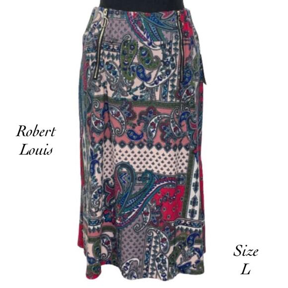 Robert Louis Paisley Patchwork Skirt NWT Size L - Picture 1 of 8